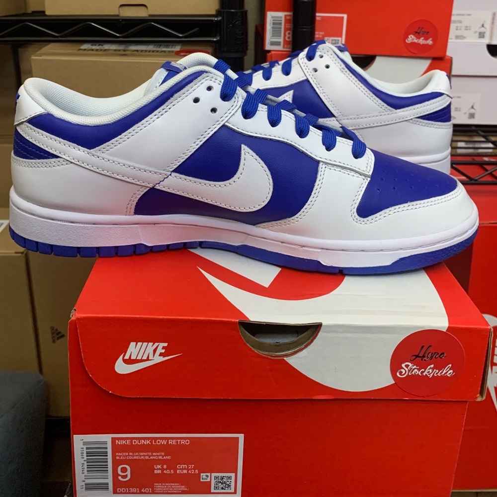 Nike Dunk Low Retro Racer Blue White Shoes DD1391-401 Men's Sizes - Picture 2 of 10